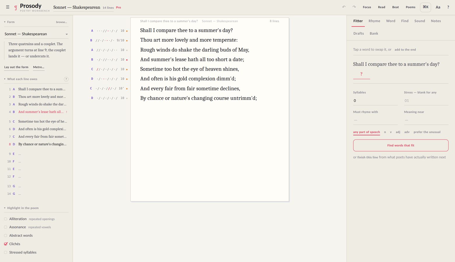 Prosody in the Riso theme, showing the word fitter.